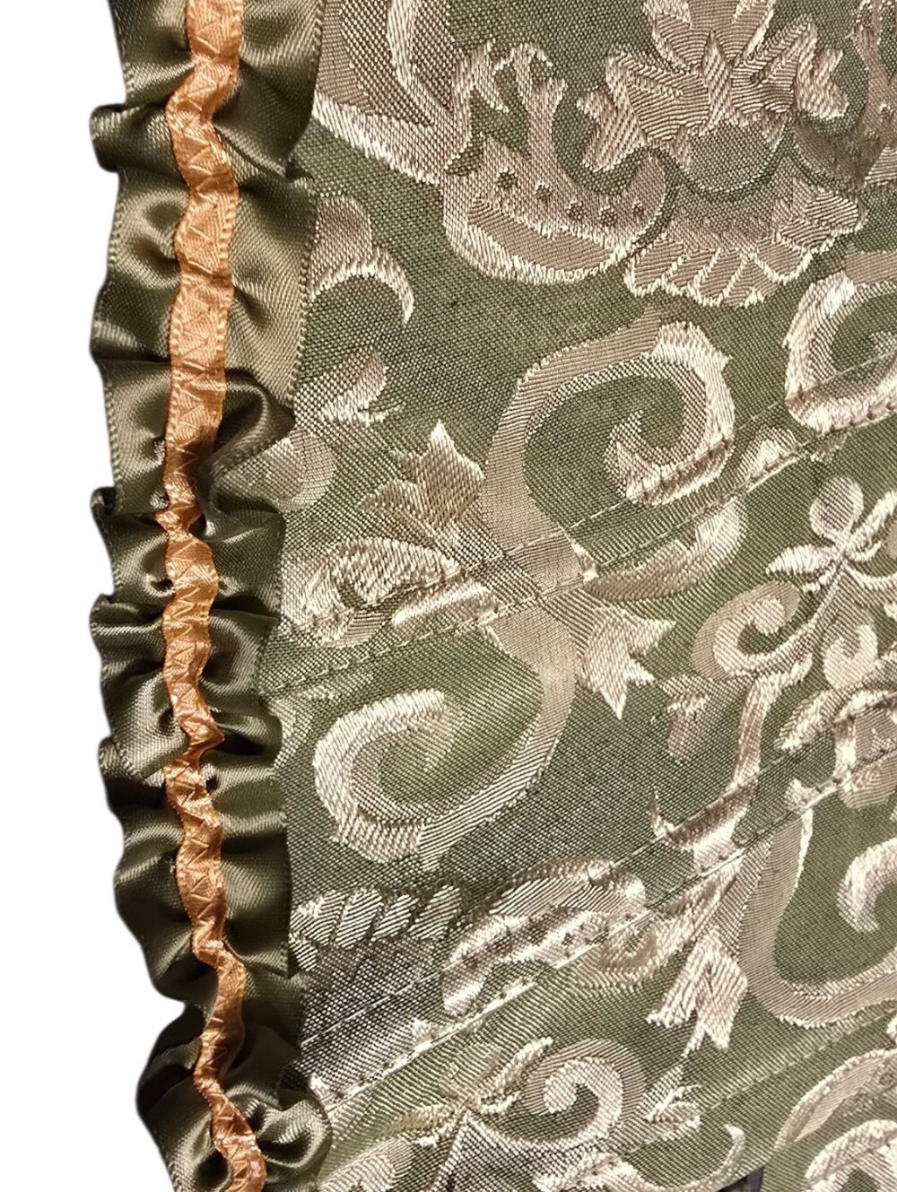 Green Brocade Damask Corset Top Ruffle Bustier Cottagecore - Picture 4 of 10